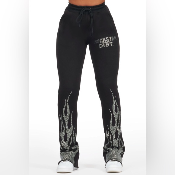 Rockstar Original Pants - Anastesia Black Stacked Track Pant